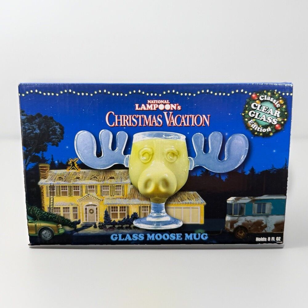 National Lampoon's Christmas Vacation Moose Glass Mug 8oz NIB Official Licensed